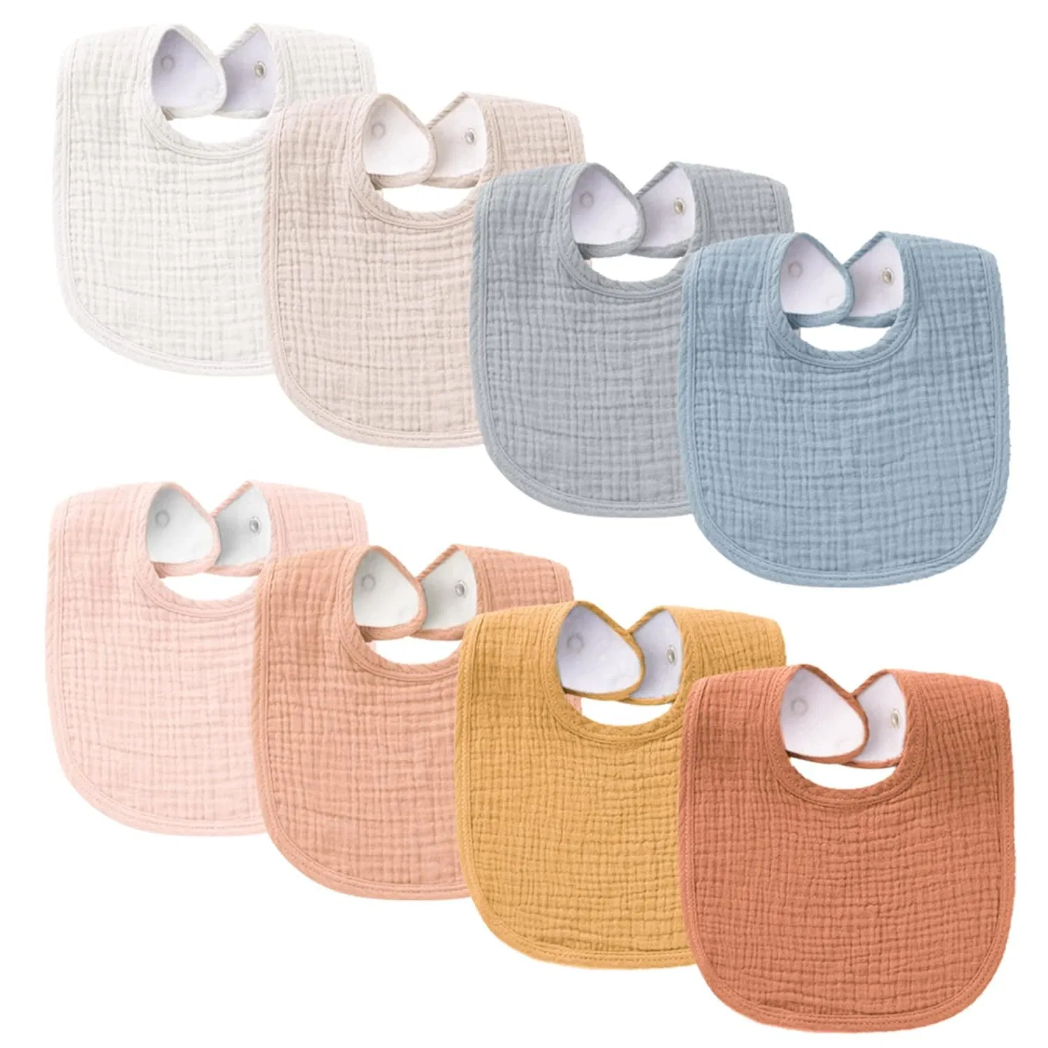 Double-Layer Cotton Gauze Saliva Towel U-Bib Absorbent Spitting Milk Muslin Baby Bibs Baby Bandana Drool Bibs with Button