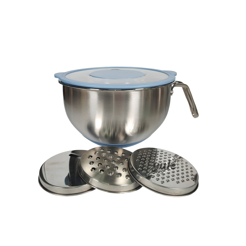 Popular 0.5mm Thickness Stainless Steel Salad Bowl with Grater Lid and Handle