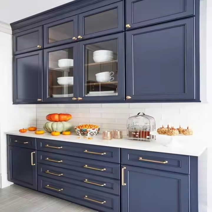 Customizable Solid Wood Kitchen Cabinet with Built-in Wine Rack for Home Bar