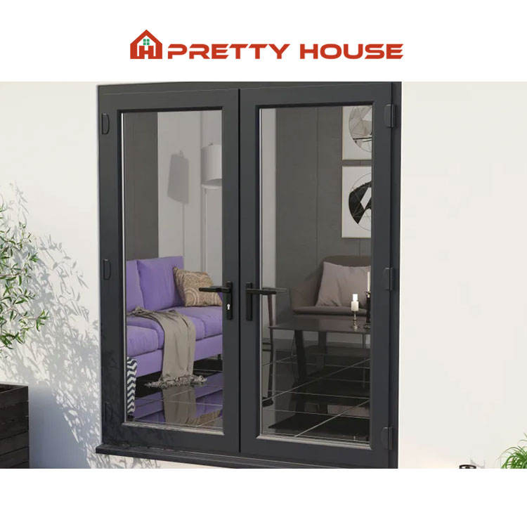 Residential House Front Double Door Design French Swing Glass Door Thermal Break Aluminium Front Doors for Homes