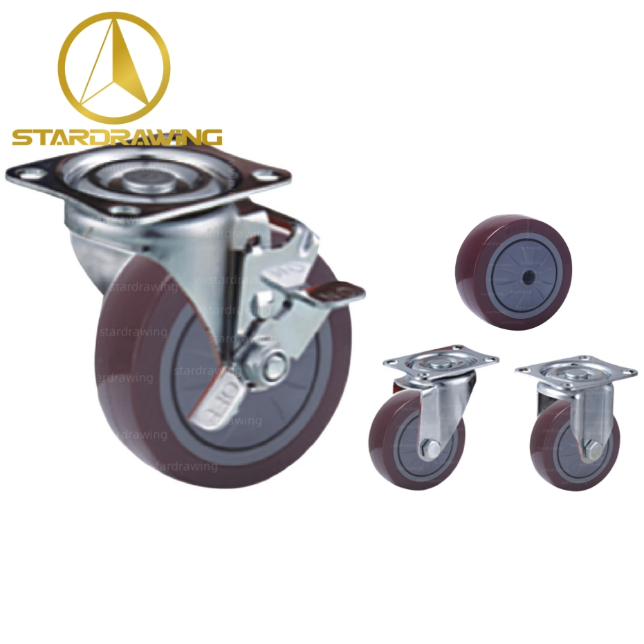 Stardrawing 65/75mm Economical PU Wheel Casters with Dust Cover