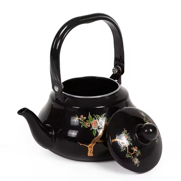 Outdoor Carbon Steel Coffee Pot Enamel Teapot