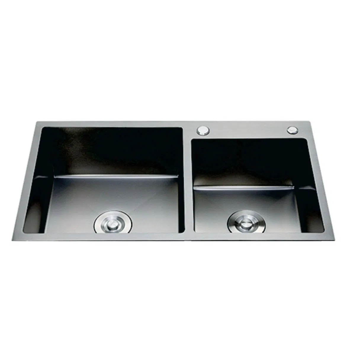 New Design 304 Nano Black Kitchen Sink Stainless Steel Double Bowls Double Steps Smart Cup Washer Sink Drain Trash Handmade Kitchen