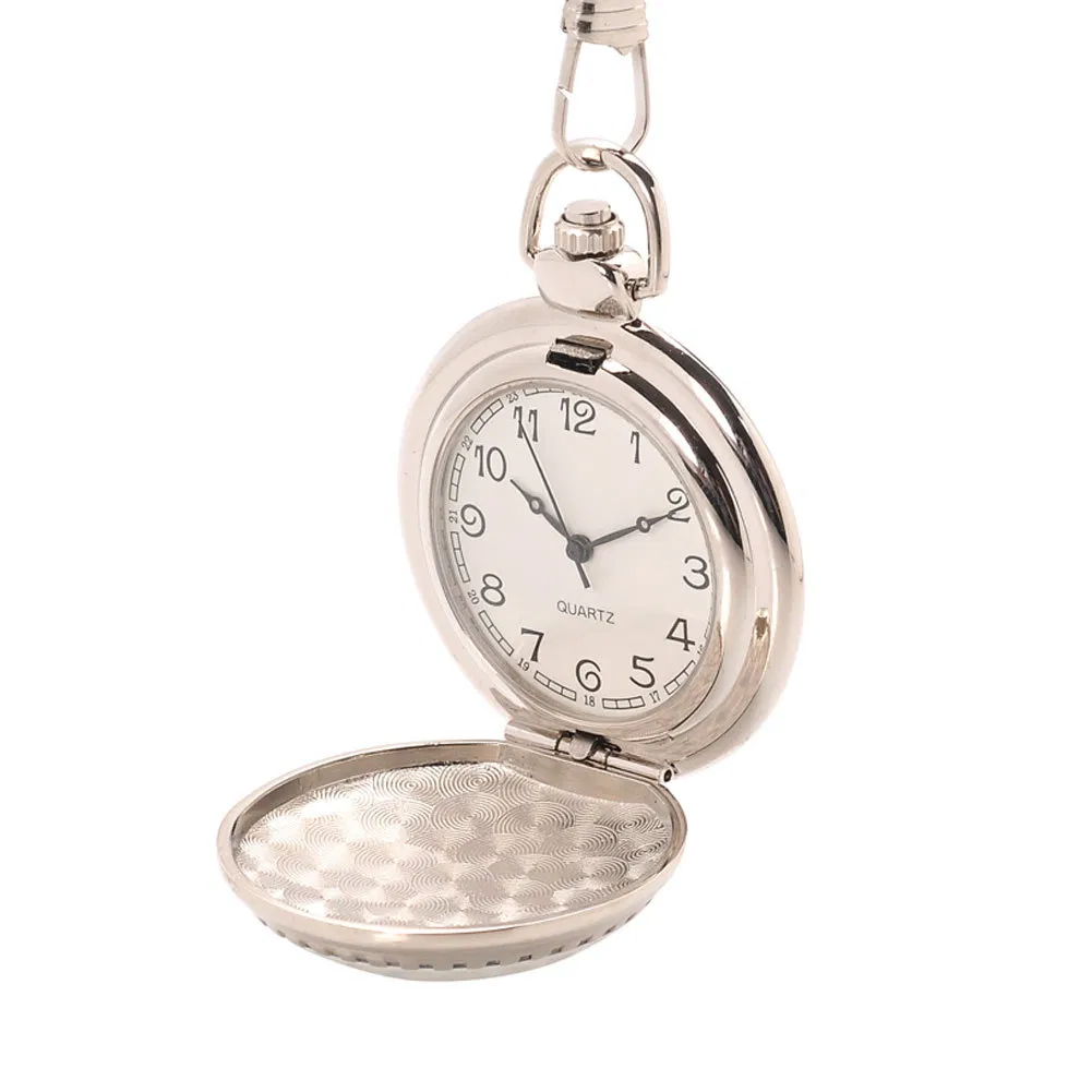 Custom Japan Quartz Movement Golf Ball Silver Pocket Watch with Chain