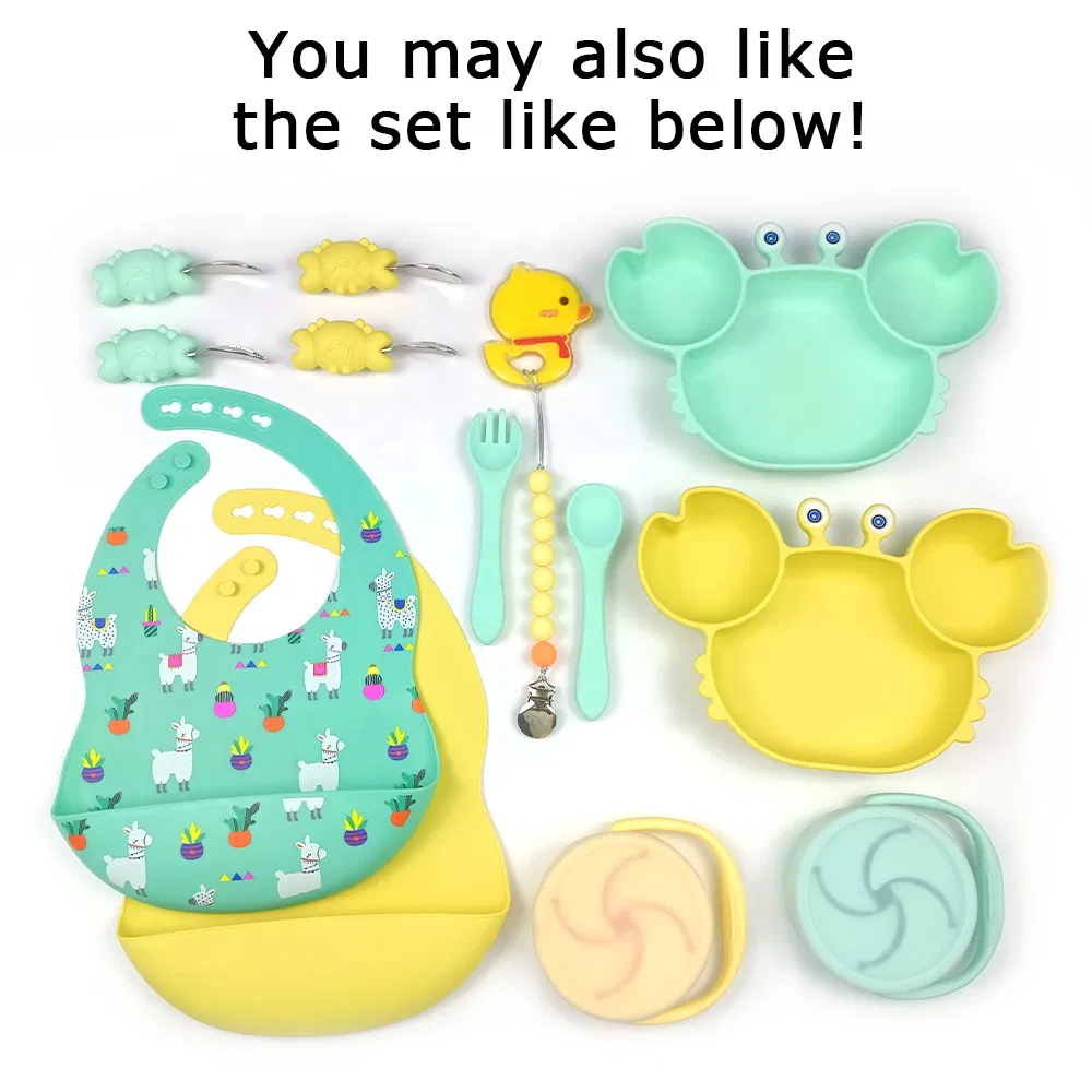 Waterproof Food Grade Baby Silicone Bibs Colorful Cute Pattern Silicone Baby Bib Custom Toddler Feeding Product