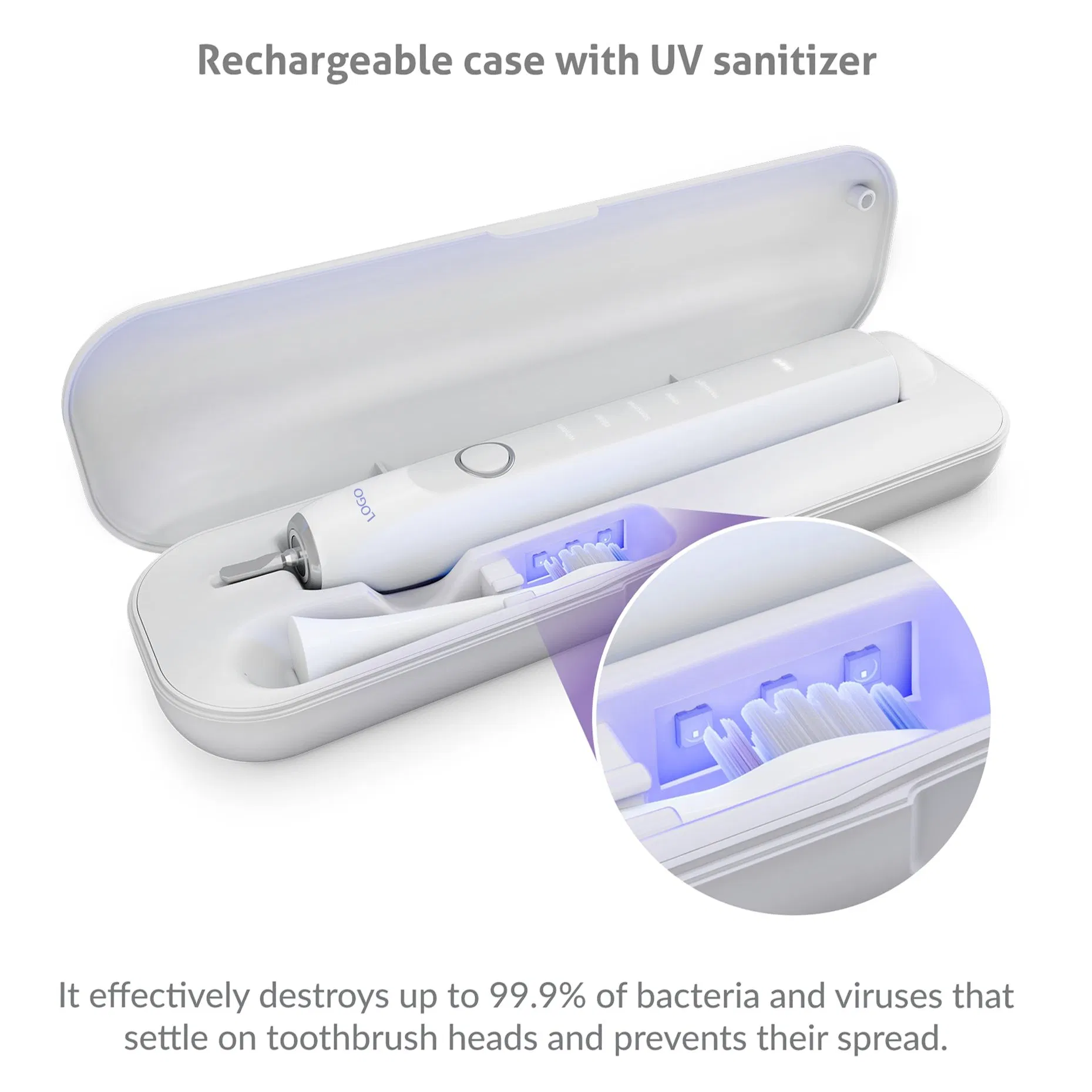 Award-Winning Product 120-Day Battery Powerful Motor Ipx8 Professional Sonic Electric Toothbrush with Pressure Sensor Travel Case with UV Sterilizer