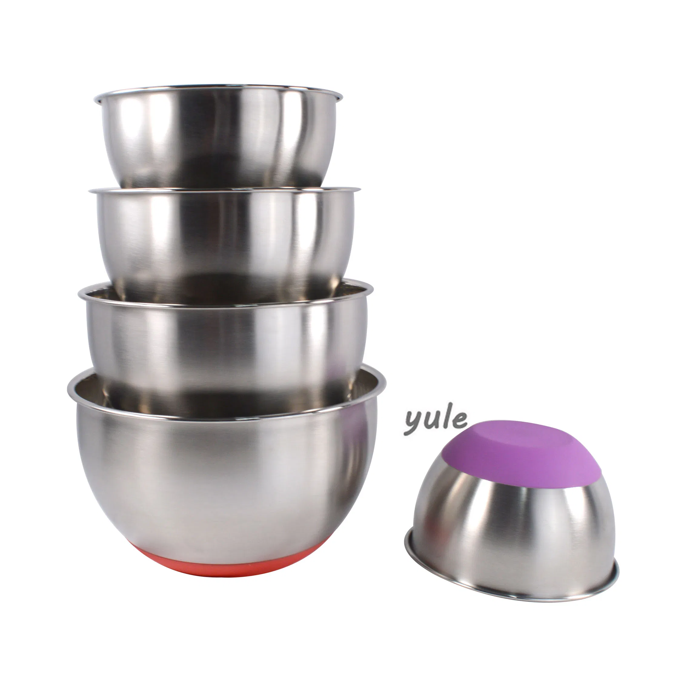 Stainless Steel Mixing Bowl with Colorful Silicone Bottom
