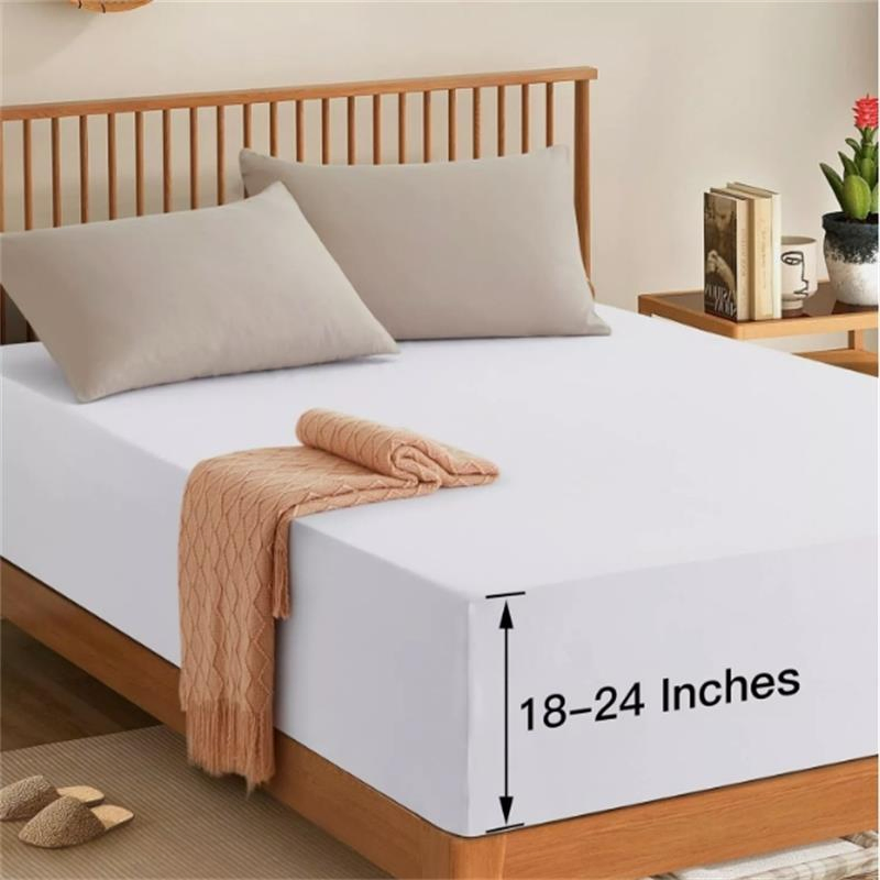 100% Natural Cotton Queen Size Deep Pocket Fitted Sheet