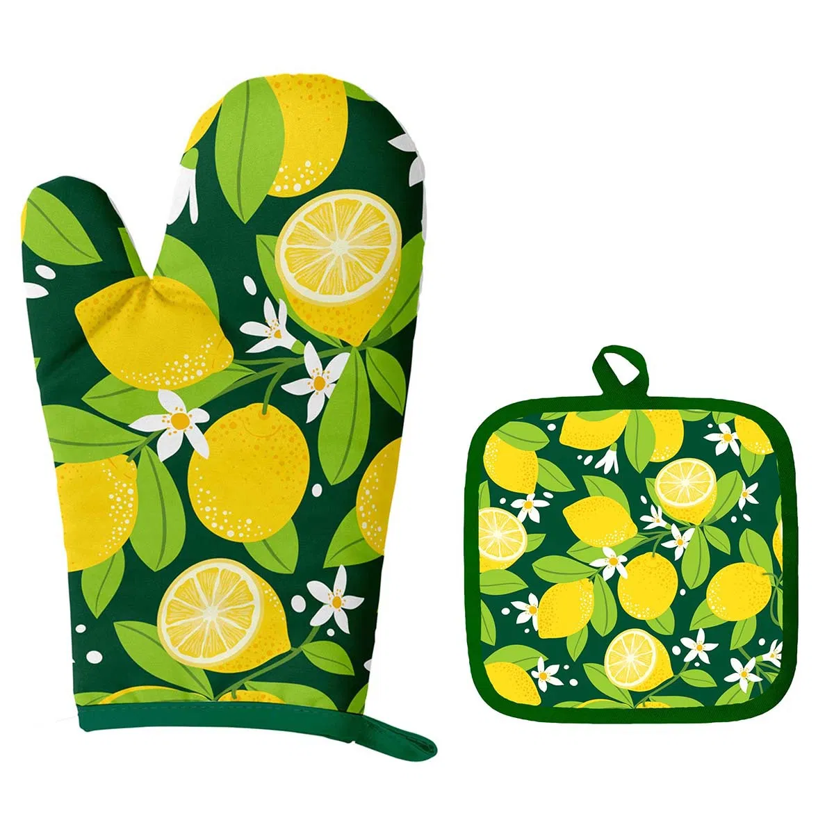 Oven Glove Set, Auxiliary Mat, Microwave Heat Insulation and Heat Protection Gloves Set
