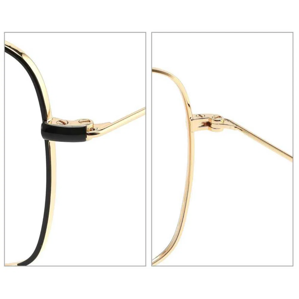 Bom-1142 Black Gold Square Metal Eyeglasses with Anti-Allergy Temple