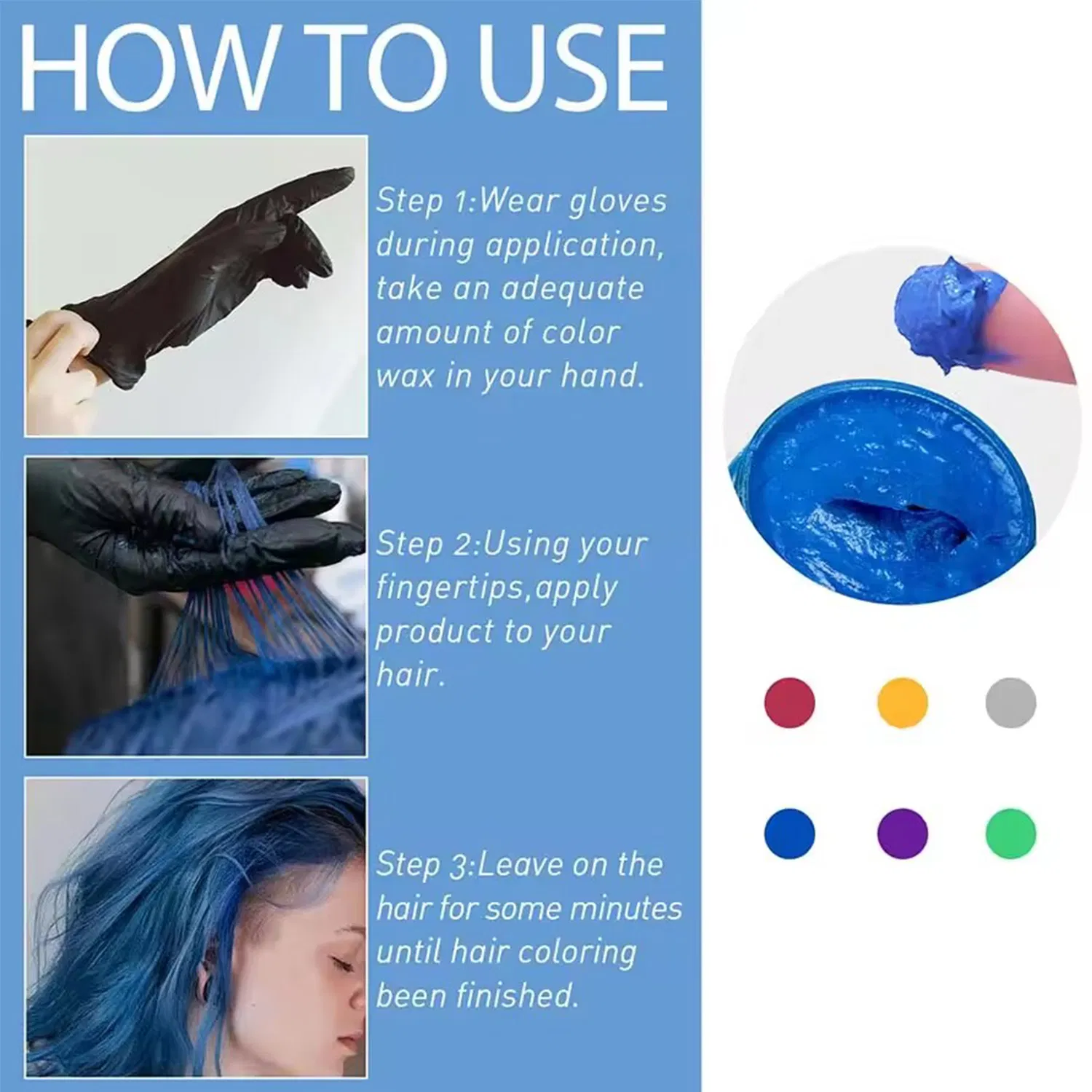 Private Label 6 Colors Long Lasting Hair Wax