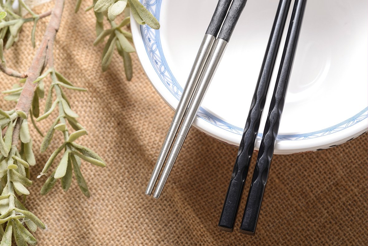 Reusable Melamine Splicing Stainless Steel Chopsticks 9.5 Inch Japanese Korean Chopstick