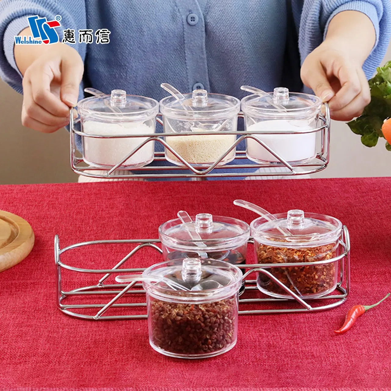 Transparent Spice Jar Set Salt and Pepper Seasoning Bottle Storage Container