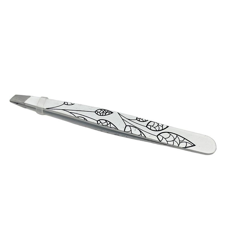 Professional Grade Individual Stainless Steel Slanted Eyebrow Tweezer with Flat Head