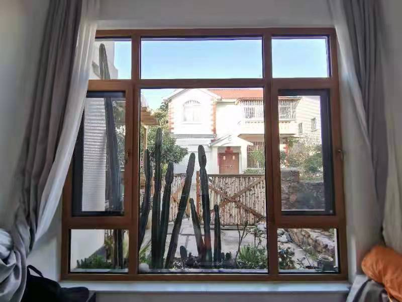 Round Corner Design Wood Aluminum Composite Casement Window for Church Hotel