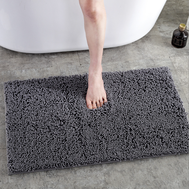 Solid Bathroom Rugs Extra Absorbent Thick Shaggy Chenille Non Slip Soft Bath Mats for Bathroom