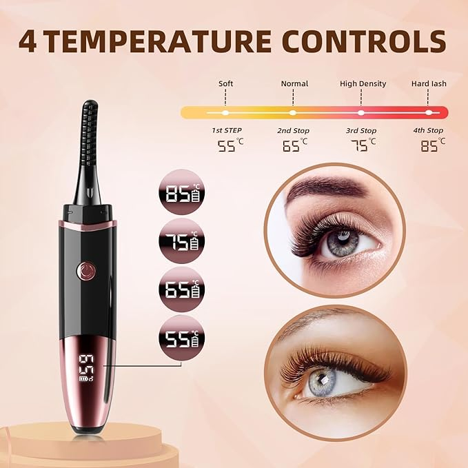 Rechargeable Heated Eyelash Curler - Fast Heat, Long-Lasting Results