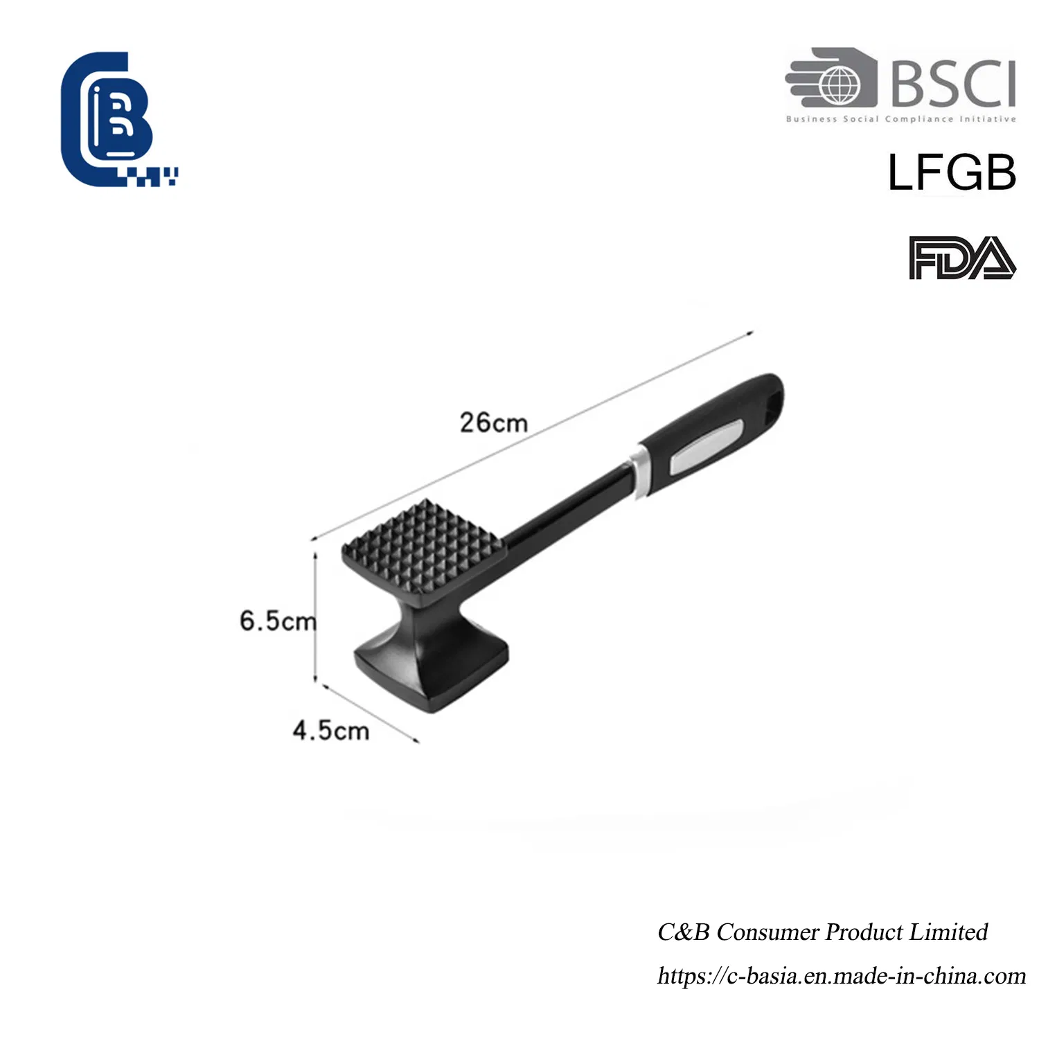 Meat Tenderizer Hammer - Plastic-Handled Double-Side Beef Mallet (Kitchen Gadget)