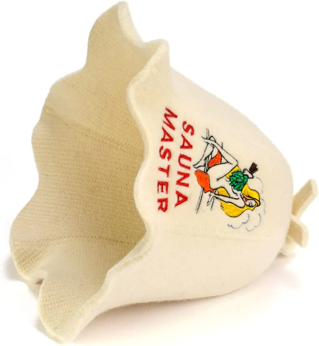 Natural Textile Sauna Hat 'sauna Master Lady' White - 100% Organic Wool Felt Hats for Russian Banya Protect Your Head From Heat Sauna Ebook Guide Included