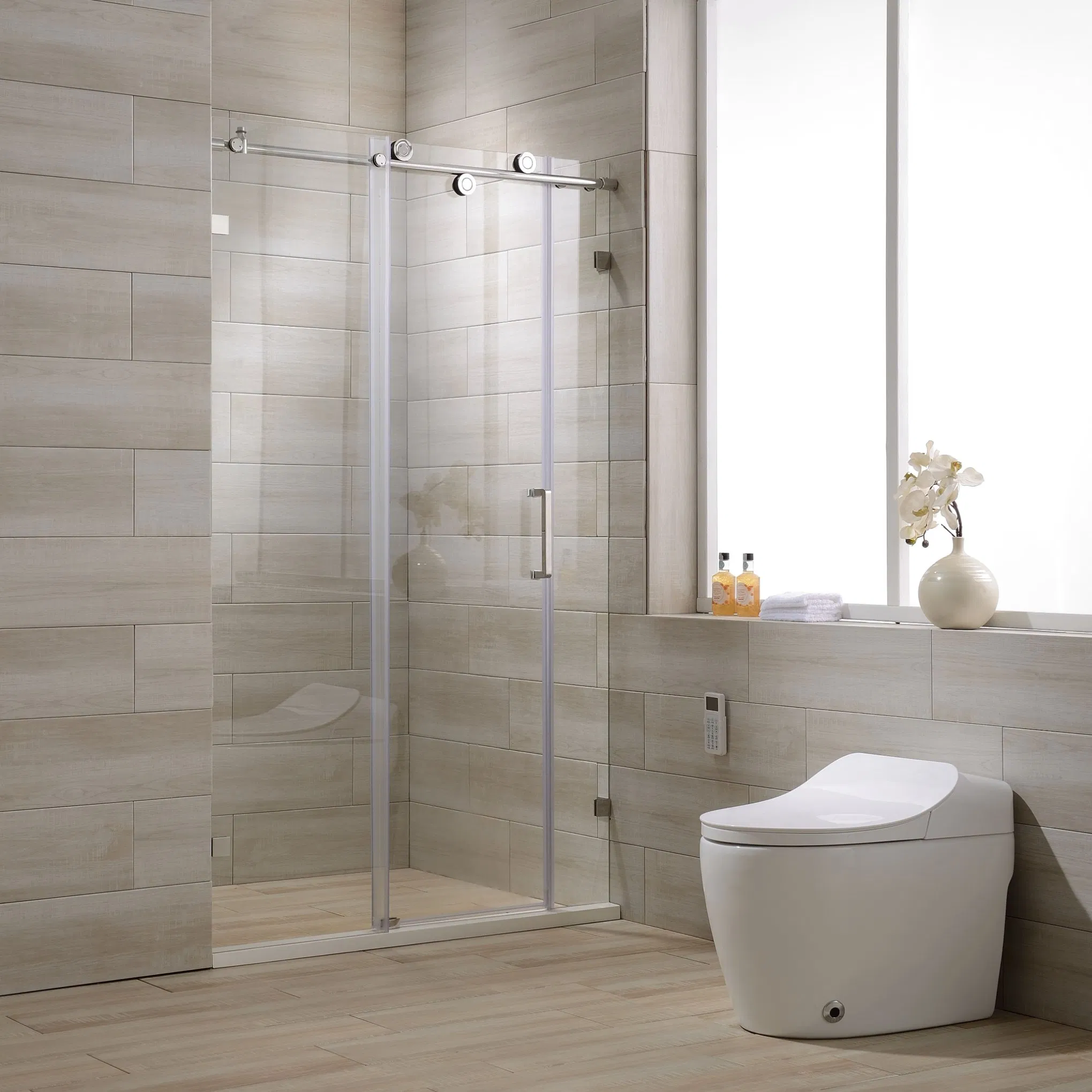 Reachingbuild Strong Shower Door Glass Easy Sliding Style Shower Screen