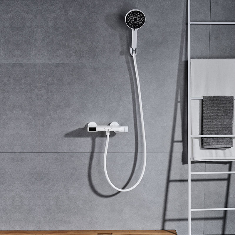 LED Digital White Shower Faucet Smart Thermostatic Bath Faucet Hot and Cold Shower System