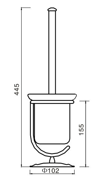 Держатель для ёршика с чашей из стекла на латунной стойке