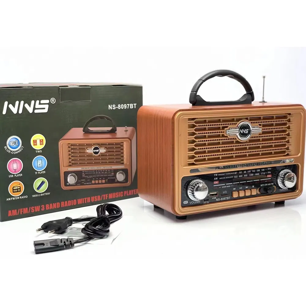 Ретро радио NS-8097BT с Bluetooth, деревянный корпус