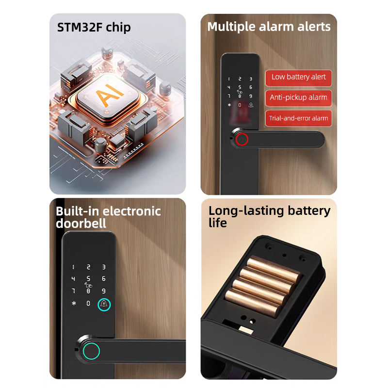 Smart Lock Aluminum Alloy Wood Semi-Automatic Fingerprint Password Code Recognition Wi-Fi Remote Control Smart Door Lock