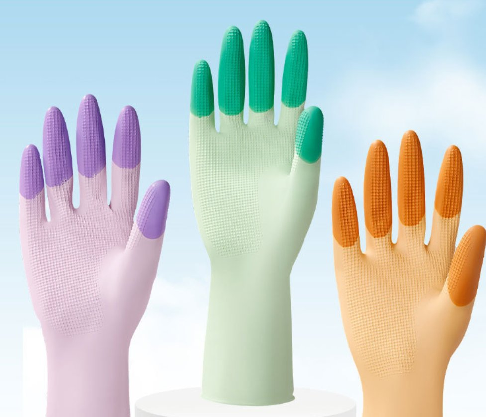 New Colorful Latex Cleaning Gloves Thin Fitted Waterproof Non-Slip Household Gloves