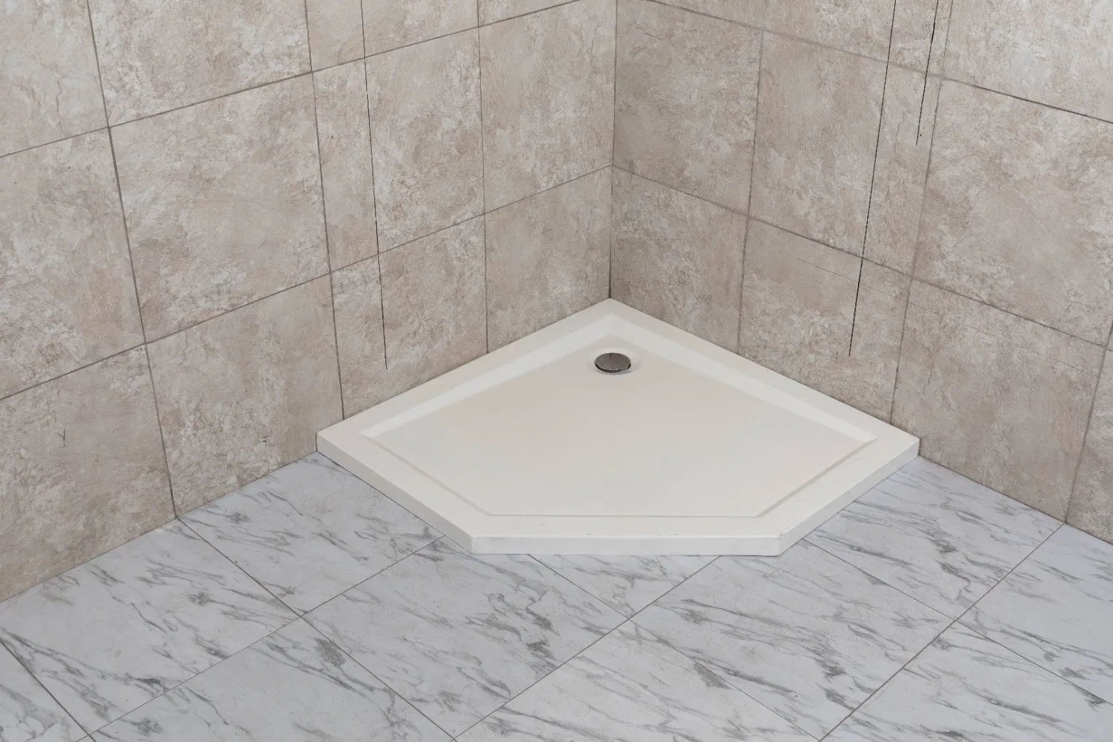 ABS Acrylic Diamond Neo-Angle Enclosure White Shower Tray/Base/Pan