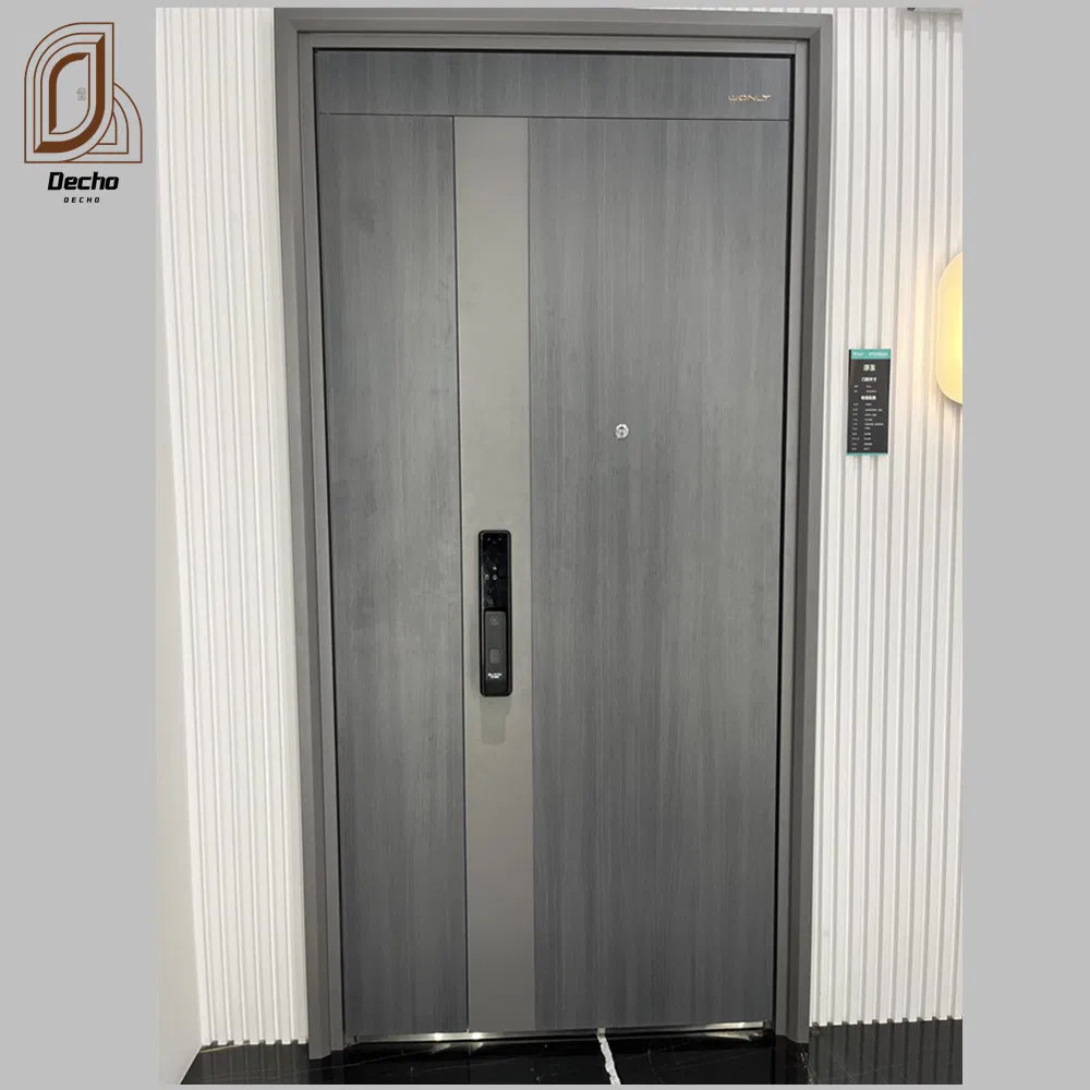 High Quality Modern Design Grey Powder Coated Main Security Entrance Steel Door for Apartment