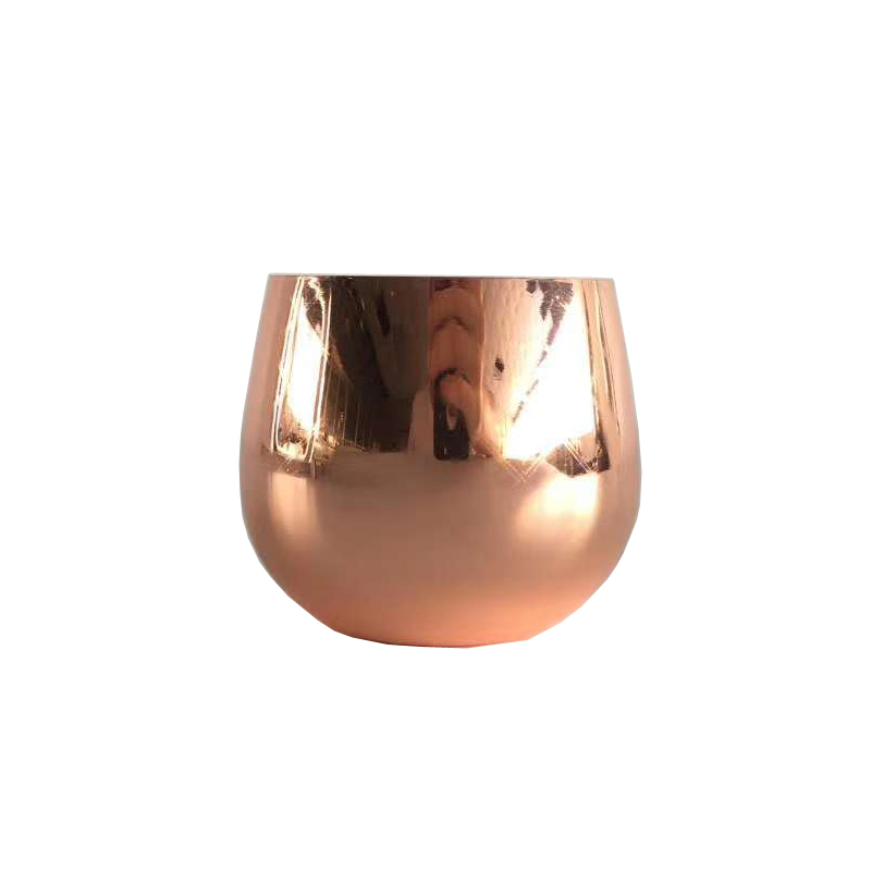 Food Grade Stainless Steel Copper Plated Finish Stemless Wine Goblets