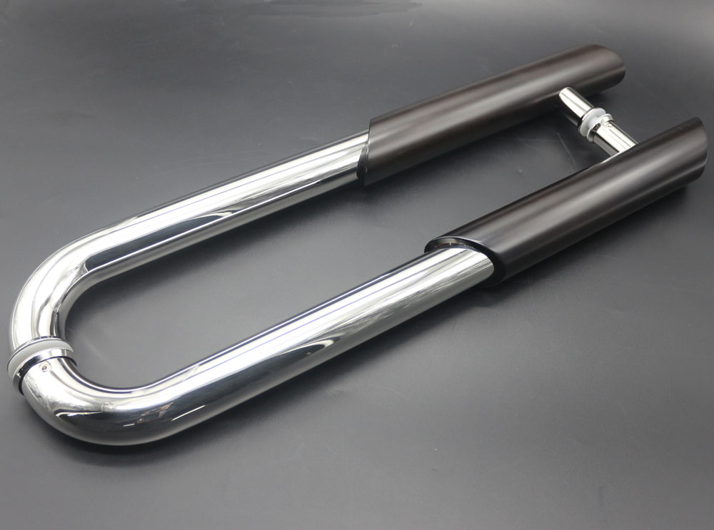 Black and Polish Stainless Steel Glass Door Pull Door Handles