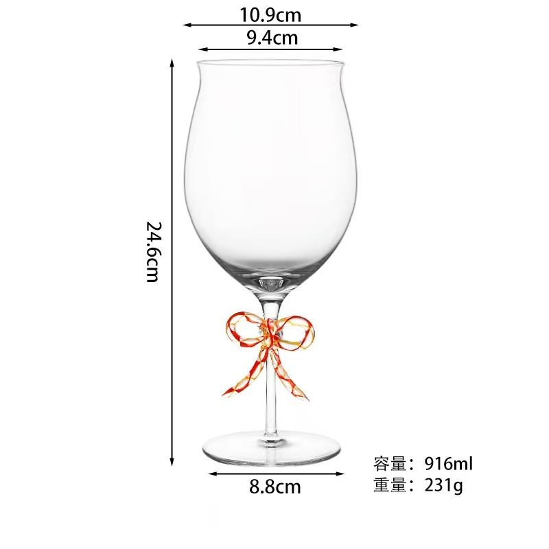 Creative Bow Design, Tall Christmas Tree Glass Water Cup, Wedding Glass Cup