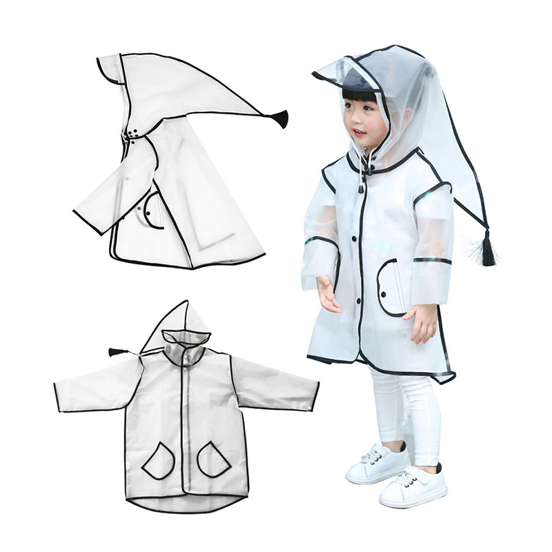 Wholesale EVA Clear PVC Waterproof Children Raincoat Cheap Kids Transparent Raincoat for Child