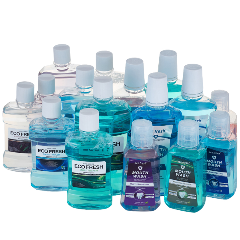 Custom Logo Wholesale 250ml 500ml Teeth Whitening Herbal Fresh Mint Portable Mouthwash for Bad Breath Reduce Plaque