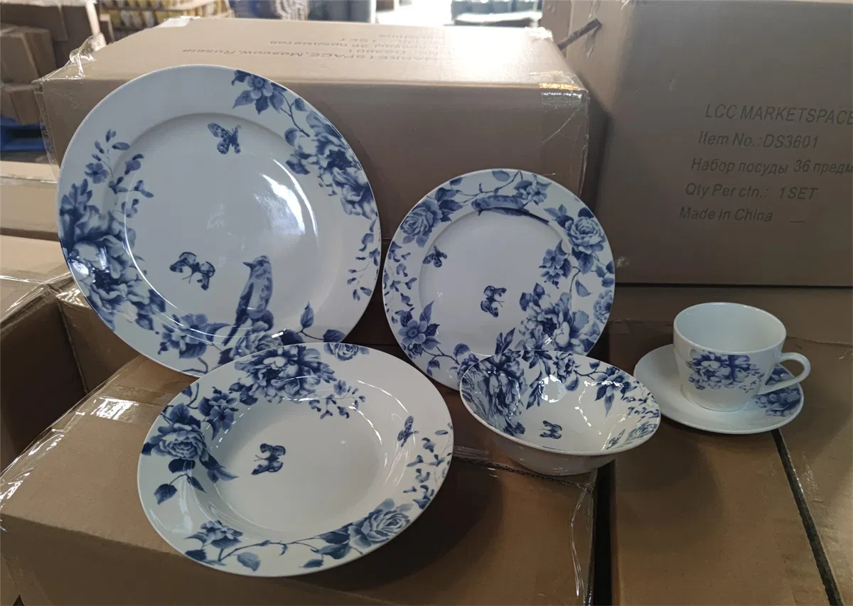 Stamp Decal Eco-Friendly Healthy Reuse Multicolor Ceramic Porcelain Tableware 6"-9" Rice Plate Soup