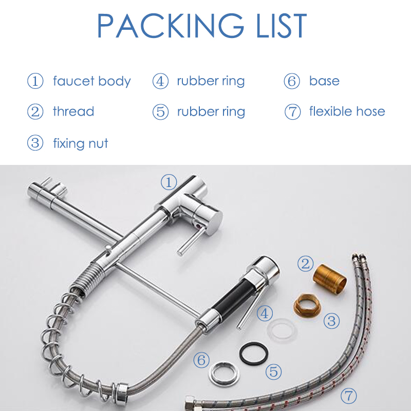 Torneira Sink Taps Mixer with Pull out Spray Dual Sprayers Brass Single Handle Spring Kitchen Sink Faucet