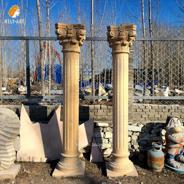 Customized Hand Carved Garden Marble Grecian Enchantress Half Column Statue Pillar