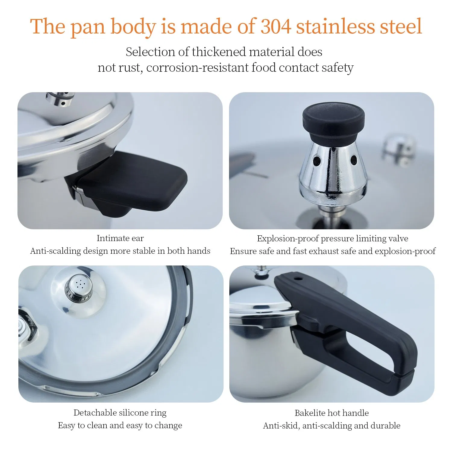 High Quality Stainless Steel Thick Large Capacity Pressure Cooker