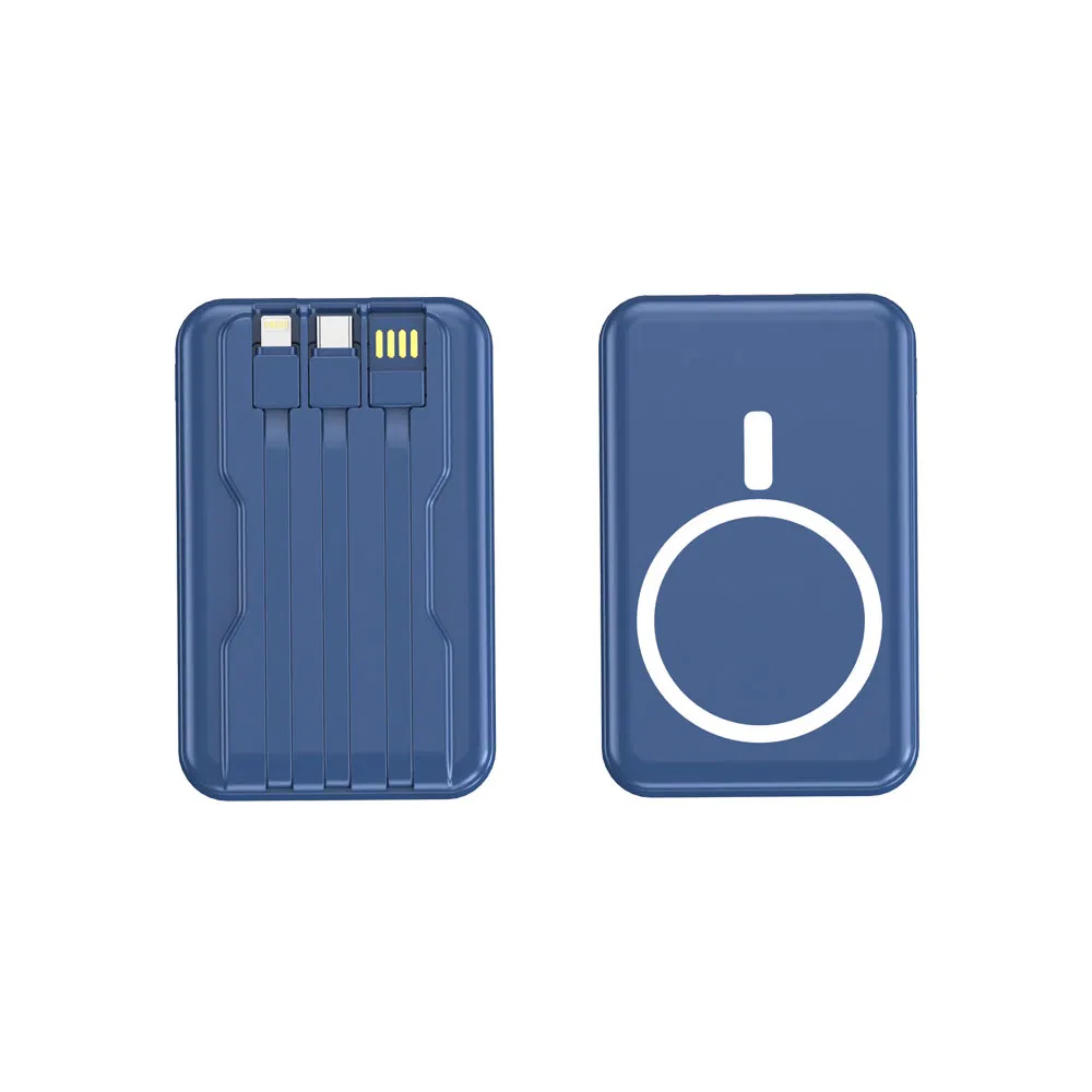 Hot Selling Magnetic Wireless Power Bank Fast Charging Built in Cable Mini