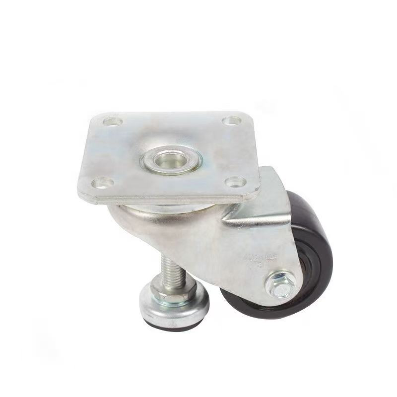 Universal Red and Black Polyurethane Leveling Casters, Silent PU Casters with a Load Capacity of 60kg.