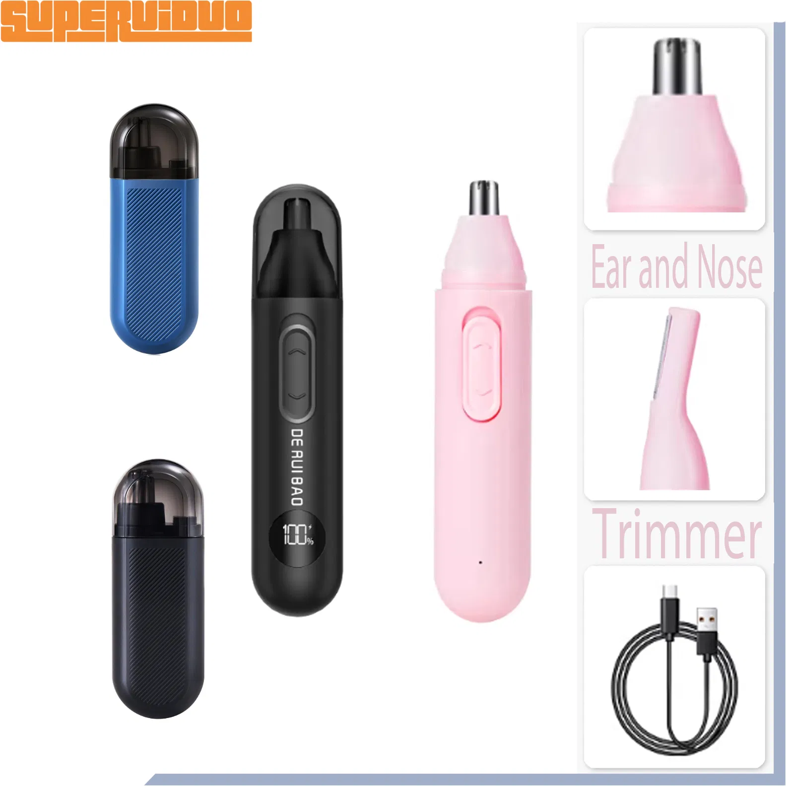 Intelligent LED Electronic Display Nose Hair Trimmer