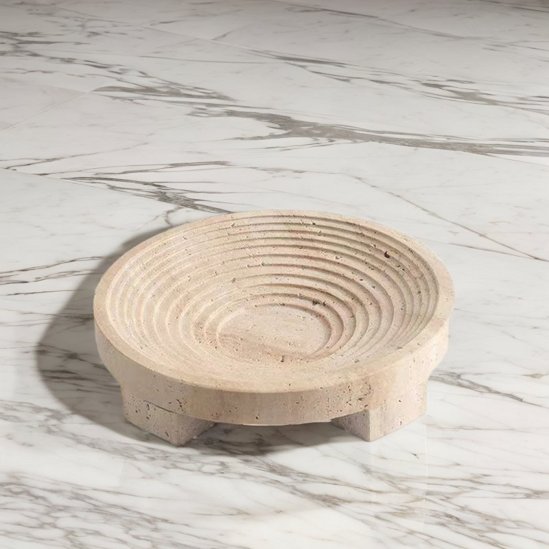 Wholesale Fruit Snack Candy Servging Bowl Home Decoration Modern Centerpiece Travertine Bowl