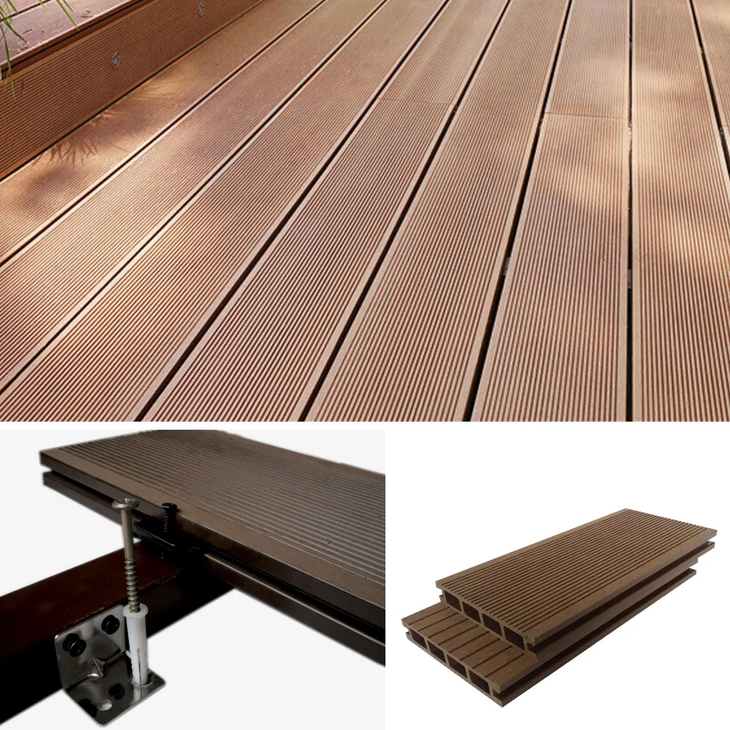 Waterproof Indoor Outdoor Wood Plastic Composite Flooring Solid Decking Board