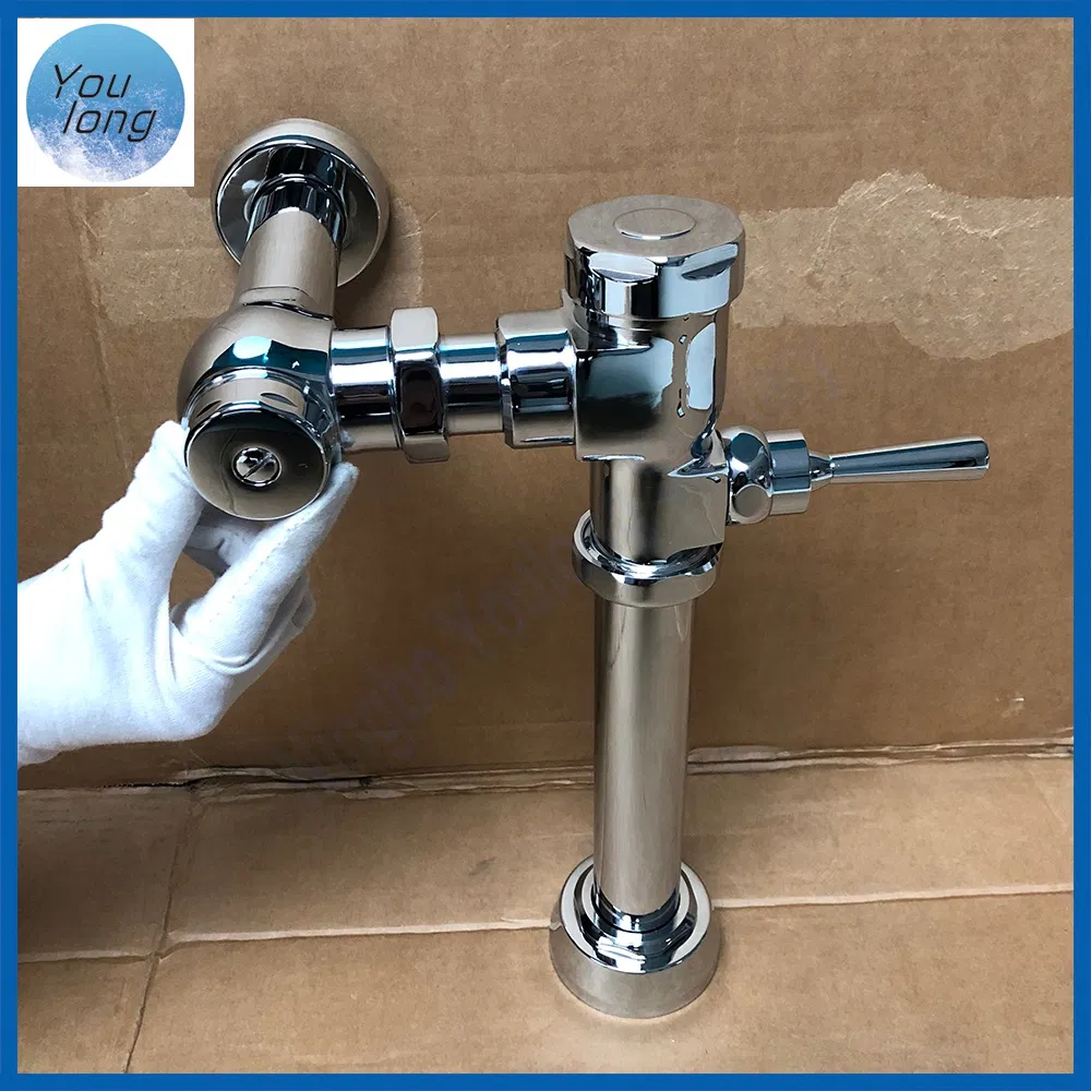 Brass Urinal Flush Valve Floor Standing Chrome Hand Control Flush Valve for Toilet