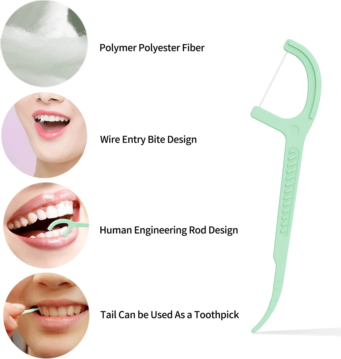 Eco Friendly Plastic Clean Tooth Dental Floss Pick for Oral Cleaning
