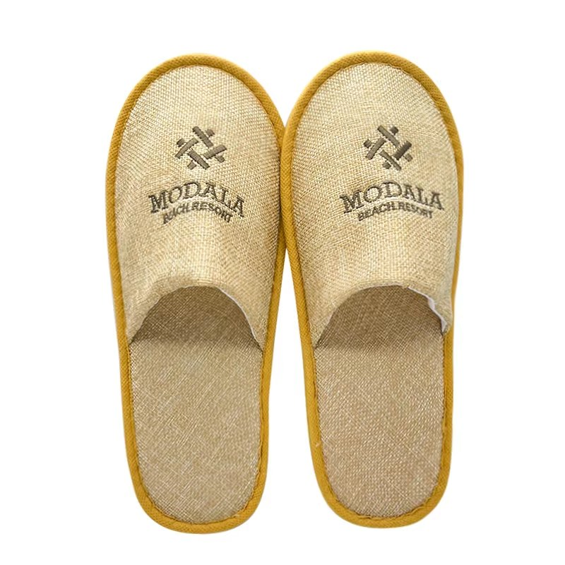 Hotel Disposable Comfortable Linen Slippers Customized Logo