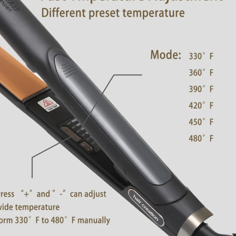 Tornado Hair Straightener Flat Iron, Curling Iron Curler Titaniumm Fast Heating Adjustable