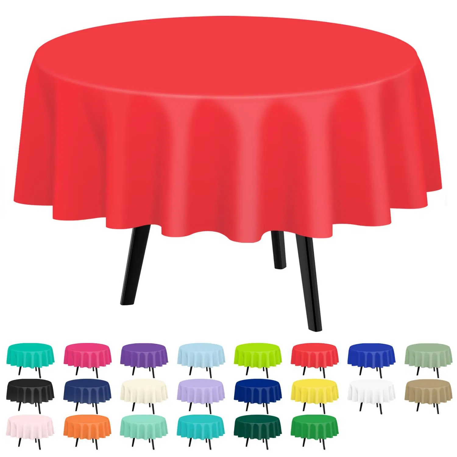Disposable Tablecloth Thickened Round Red Plastic Party Bride Gift Party Birthday Wedding Round Table 84 Inches Tablecloth